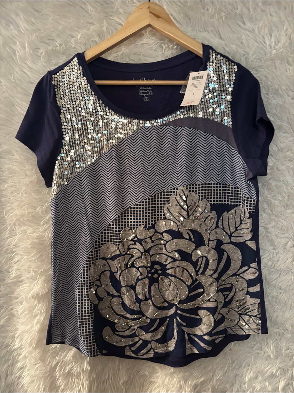 NWT Chicos Sequins Blouse Size Medium
